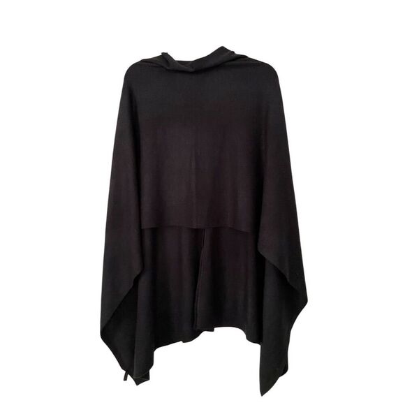 Alain Gerard NWT Black Knit Poncho Cape Casual V-Neck One Size - Picture 2 of 7